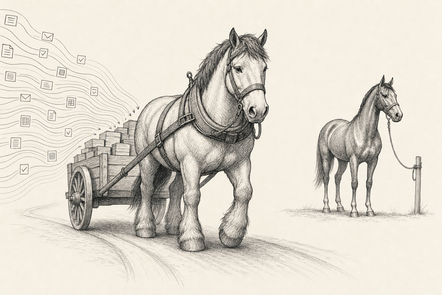 A workhorse model handling routine tasks at center, with a premium model standing by for escalation — the economic default flipped